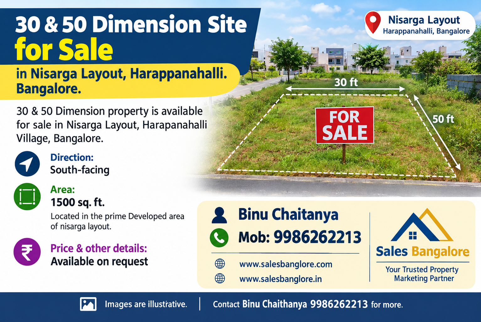 salesbanglore.in real estate - nisarga layout, jigani advertisement
